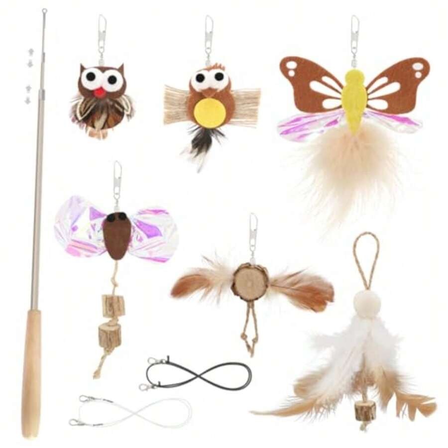 Interactive Cat Toy - 【New Arrival】Retractable Cat Wand Toy Set,